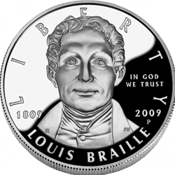 2009 Louis Braille Silver Dollar