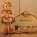 M.I. Hummel 717 Valentine Gift Plaque, Personalized, Tmk 7, 20th Anniversary, Type 1