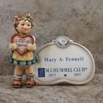 M.I. Hummel 717 Valentine Gift Plaque, Personalized, Tmk 7, Mary A. Fennell, Type 1