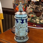 Beer Stein, Figural lid, J.W. Remy, Catalog Number 1103, 0.5L, Pottery, relief, figural lid, Type 2