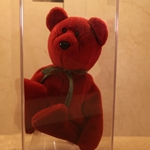 Teddy (cranberry, new face), Bear, 2nd Generation, Type 1, 1st Tush Tag