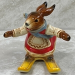 Goebel Figurines, Bavarian Bunnies, Skiing Girl, Tmk 6, Type 1