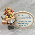 M.I. Hummel 722 Little Visitor Plaque, Type 2, Personalized, Marge and George, Tmk 7
