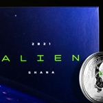 2021 Ghana Alien ET UFO 1oz Rhodium Silver Proof Wanted Sold $240.00