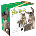 2021 Niue Shrek DONKEY 1oz Colorized .999 Silver Shaped Coin Wanted