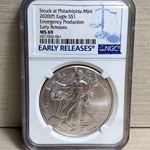 2020-P American Eagle Silver One Ounce Certified / Slabbed MS69