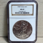 1989 American Eagle Silver One Ounce Certified / Slabbed MS69