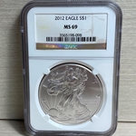 2012 American Eagle Silver One Ounce Certified / Slabbed MS69