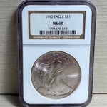1990 American Eagle Silver One Ounce Certified / Slabbed MS69