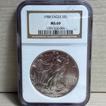 1988 American Eagle Silver One Ounce Certified / Slabbed MS69