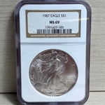 1987 American Eagle Silver One Ounce Certified / Slabbed MS69