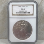 1993 American Eagle Silver One Ounce Certified / Slabbed MS68