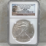 2013-S American Eagle Silver One Ounce Certified / Slabbed MS69