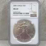 2001 American Eagle Silver One Ounce Certified / Slabbed MS69