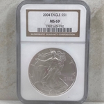 2004 American Eagle Silver One Ounce Certified / Slabbed MS69