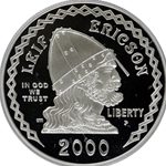 2000-P Proof Leif Ericson Silver Dollar