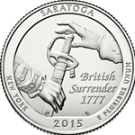 2015 ATB 5 Oz 999 Fine Silver Coin, Saratoga National Historical Park Quarter