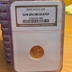 2008 American Eagle, One-Tenth / Five Dollars Gold Coin GEM UNC 009, 1 Each
