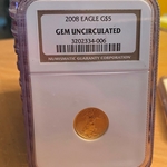 2008 American Eagle, One-Tenth / Five Dollars Gold Coin GEM UNC 006, 1 Each