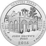 2016 ATB 5 Oz 999 Fine Silver Coin, Harpers Ferry National Historical Park