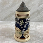 Beer Stein, 46017 Pottery or stoneware, relief, 0.4L, pewter lid.