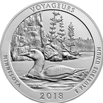 2018 ATB 5 Oz 999 Fine Silver Coin, Voyageurs National Park