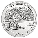 2014 ATB 5 Oz 999 Fine Silver Coin, Great Sand Dunes National Park