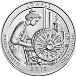 2019 ATB 5 Oz 999 Fine Silver Coin, Lowell National Historical Park