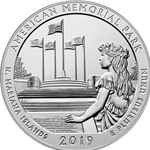 2019 ATB 5 Oz 999 Fine Silver Coin, American Memorial Park