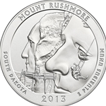 2013 ATB 5 Oz 999 Fine Silver Coin, Mount Rushmore National Memorial