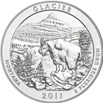 2011 ATB 5 Oz 999 Fine Silver Coin, Glacier National Park