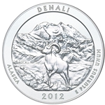 2012 ATB 5 Oz 999 Fine Silver Coin, Denali National Park