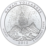 2012 ATB 5 Oz 999 Fine Silver Coin, Hawai'i Volcanoes