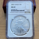 2001 American Eagle Silver One Ounce Certified / Slabbed MS69-228