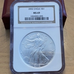 2002 American Eagle Silver One Ounce Certified / Slabbed MS69-095