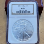 2004 American Eagle Silver One Ounce Certified / Slabbed MS69-008