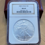 2005 American Eagle Silver One Ounce Certified / Slabbed MS69-157