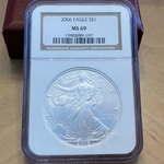 2006 American Eagle Silver One Ounce Certified / Slabbed MS69-197