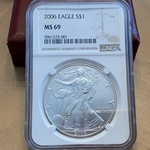 2006 American Eagle Silver One Ounce Certified / Slabbed MS69-001