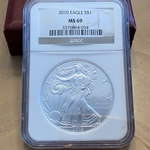 2010 American Eagle Silver One Ounce Certified / Slabbed MS69-034