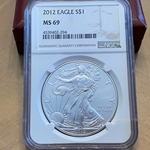 2012 American Eagle Silver One Ounce Certified / Slabbed MS69-294