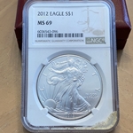 2012 American Eagle Silver One Ounce Certified / Slabbed MS69-096