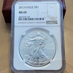 2013 American Eagle Silver One Ounce Certified / Slabbed MS69-107