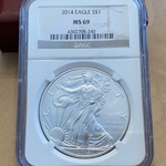 2014 American Eagle Silver One Ounce Certified / Slabbed MS69-240