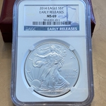 2014 American Eagle Silver One Ounce Certified / Slabbed MS69-011