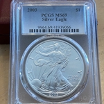 2003 American Eagle Silver One Ounce Certified / Slabbed MS69-PCGS