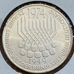 1974-F Germany, 5 Deutsche Mark 25 Jahre Grundgesetz, KM138