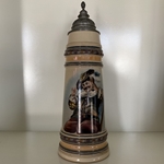 Beer Stein, Merkelbach & Wick Stein, Catalog Number 1717/718, 2.0L, Pottery, transfer, pewter lid.