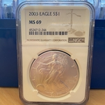 2003 American Eagle Silver One Ounce Certified / Slabbed MS69-244