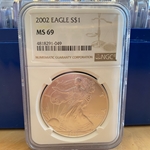 2002 American Eagle Silver One Ounce Certified / Slabbed MS69-049